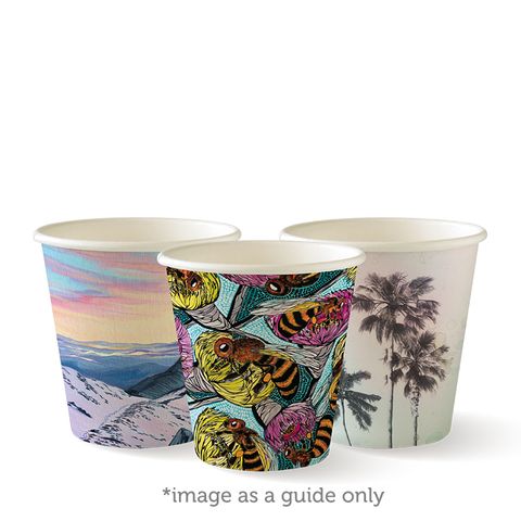 6oz Single Wall Art-Series Compostable Coffee Cup (Qty: 1000) (80mm Dia) (BC-6-ART SERIES)