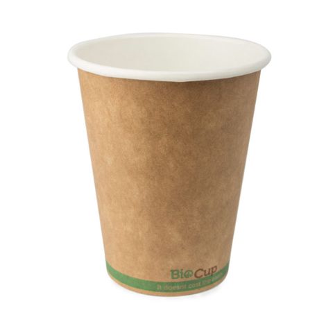 12oz Single Wall BioPak Brown Kraft Coffee Cup (Qty: 1000) (80mm Dia) (BCK-12(80)-GL)