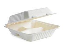 Biocane Pulp 3-Compartment Dinner Clam (Qty: 200) (229mm x 229mm x 81mm)