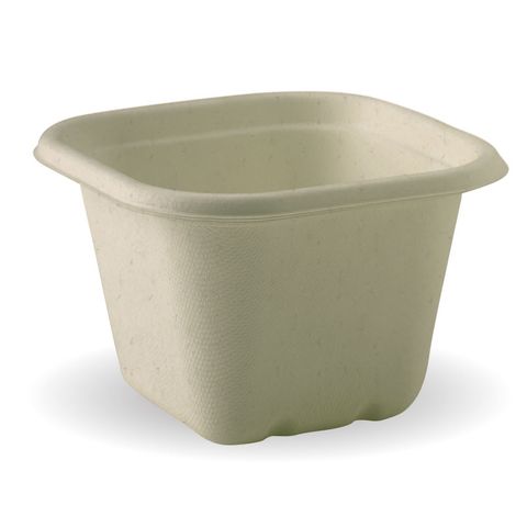 630ml Natural Biocane Square Takeaway Containers (Qty: 600) (130mm x 130mm x 90mm)