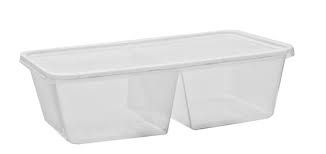 650ml Twin Compartment Rectangle Container (Qty: 50) (120 x 175 x 50mm)