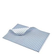 Gingham Greaseproof Paper Blue/White 200 x 300mm (Qty: 2000)