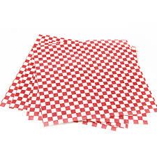 Gingham Greaseproof Paper Red/White 400 x 330mm (Qty: 1000)