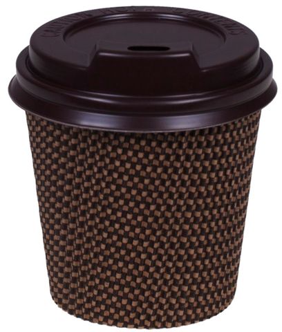 12oz Brown Checka Coffee Cups (90mm Dia) (Qty: 500)