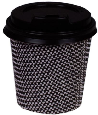 16oz Black Checka Coffee Cups (90mm Dia) (Qty: 500)