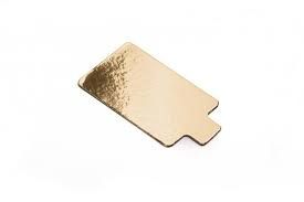 Gold Cake Board Rectangle 4" With Tab Handle