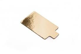 Gold Cake Board Rectangle 4" With Tab Handle (Qty: 100)