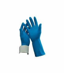 Blue Flock Lined Gloves Size 10