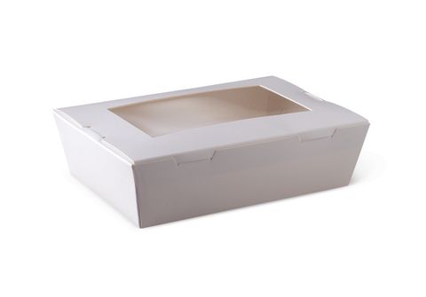 Lunch Box Window Medium White (180 x 120 x 50mm) (Qty: 200)