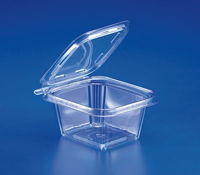 440ml Square Tamper With Hinged Lids (16oz) (95 x 80 x 55mm) (Qty: 250)