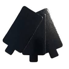 Black Cake Board Rectangle 4" With Tab Handle (Qty: 100)
