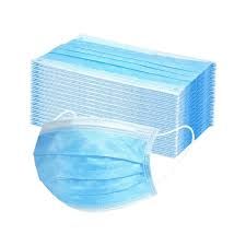 Face Masks - Blue 3 layers with ear loops - 50 Pack