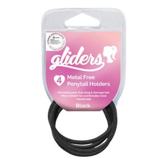 GLIDERS HAIR TIES METAL FREE BLACK 4PK