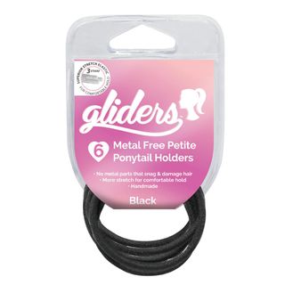 GLIDERS HAIR TIES M/F PETITE BLACK 6PK