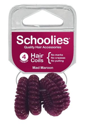 SCHOOLY HAIR COIL  MAD MARROON 4PK