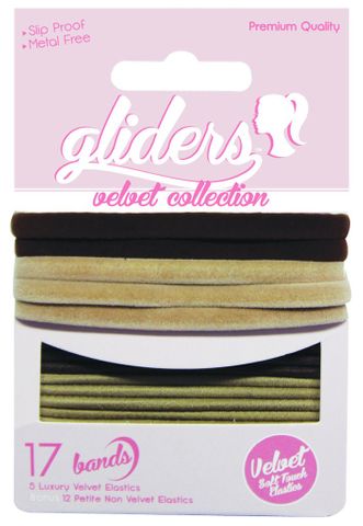 GLIDERS HAIR TIES VELVETS BROWN/BLONDE