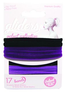 GLIDERS HAIR TIES VELVETS BLACK/PURPLE