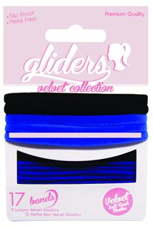 GLIDERS HAIR TIES VELVETS BLACK/BLUE