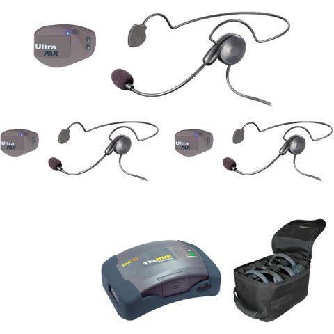 Eartec UltraPAK 1-HUB, 3- UltraPAK & 3- Cyber Headsets