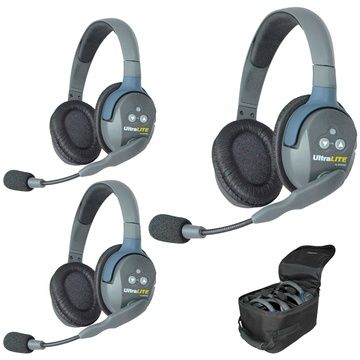 Eartec UltraLITE 3 Person System w/ 3 Double HeadSets - UL3D