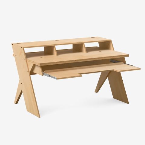 De-Fi Platform Studio Desk with Keyboard Tray (Natural)