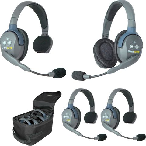 Eartec UltraLITE 4 Person Comms System (3xSgle/ 1xDbl)