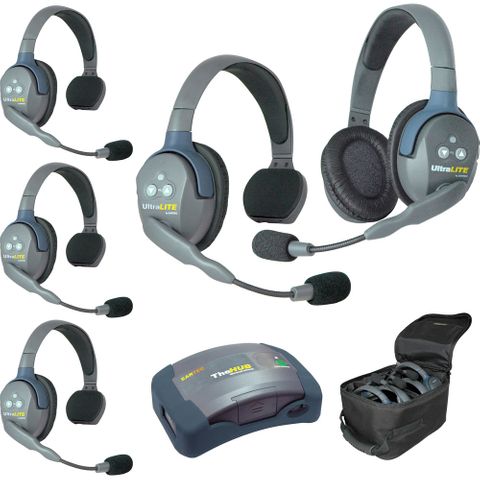 Eartec UltraLITE & HUB 5 Way System (4xSngl,1x Dbl Ear)
