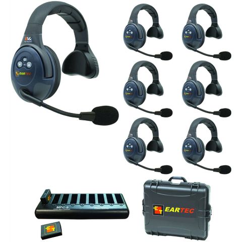 Eartec EVADE EVx7S Wireless Intercom w 7 Single Ear Headsets
