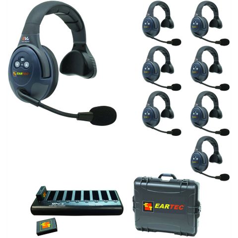 Eartec EVADE EVx8S Wireless Intercom w 8 Single Ear Headsets