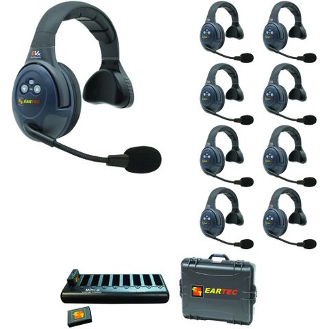Eartec EVADE EVx9S Wireless Intercom w 9 Single Ear Headsets