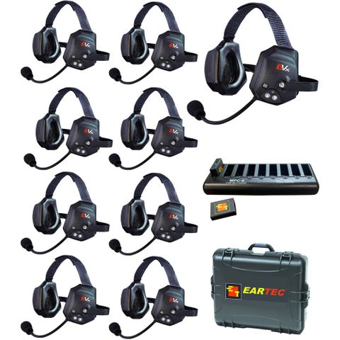 Eartec EVADE Xtreme Wireless Intercom System with 9 Headsets