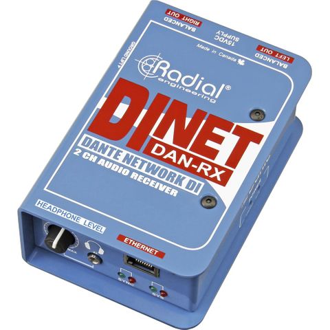 Radial DINET-DAN-RX Dante receiver with stereo analog output