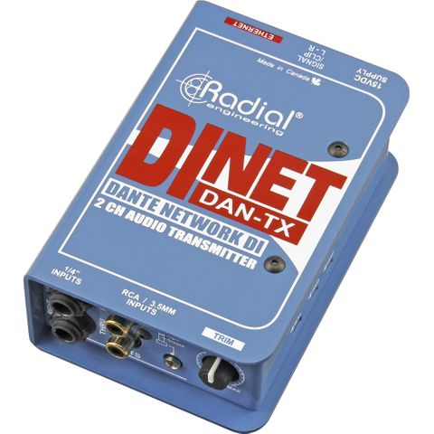 Radial DiNET-DAN-TX Dante network transmitter with stereo in