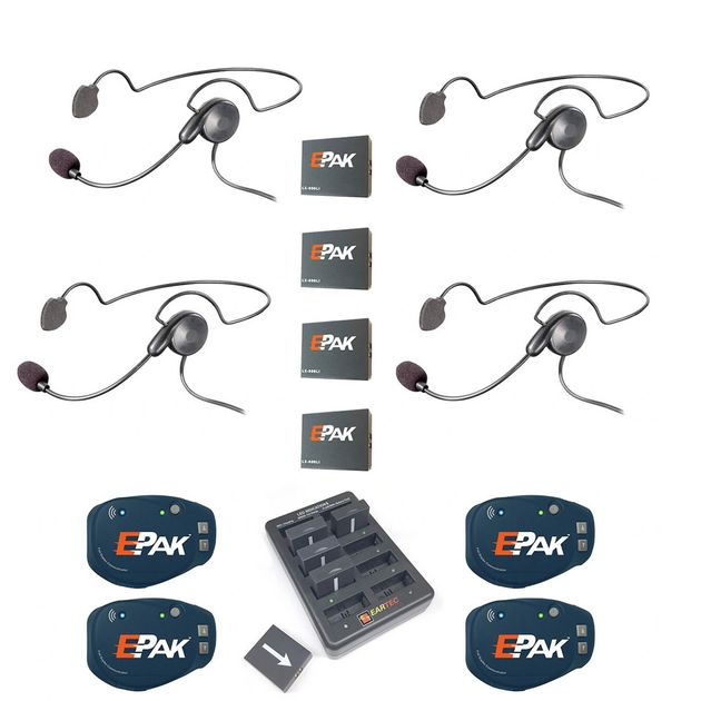 Eartec EP4CYB EPAK Cyber Headsets Communication System 4Person Setup