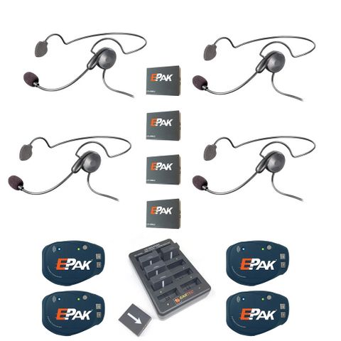 Eartec EP4CYB E-PAK Cyber Headsets Communication System 4-Person Setup