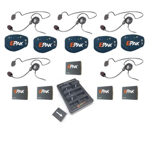 Eartec EP5CYB E-PAK Cyber Headsets Communication System 5-Person Setup