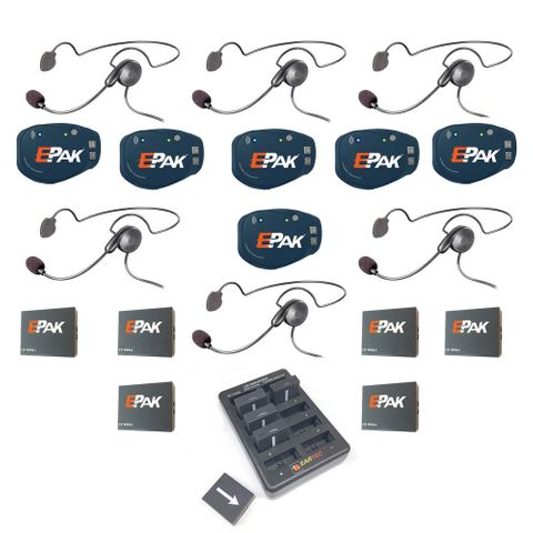 Eartec EP6CYB E-PAK Cyber Headsets Communication System 6-Person Setup