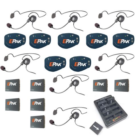 Eartec EP7CYB E-PAK Cyber Headsets Communication System 7-Person Setup