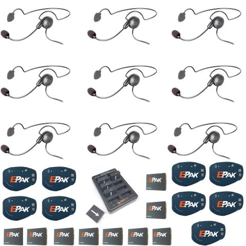 Eartec EP9CYB E-PAK Cyber Headsets Communication System 9-Person Setup