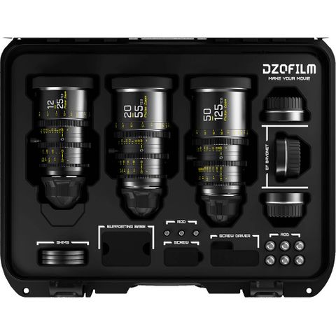 DZOFilm PICTOR 12-25/20-55/50-125mm T2.8 Super35 Zoom Lens Bundle(Blk)