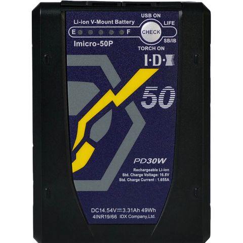 IDX IMICRO-50P 49Wh Li-Ion V-Mount Battery W/ USB-C PD & D-Tap