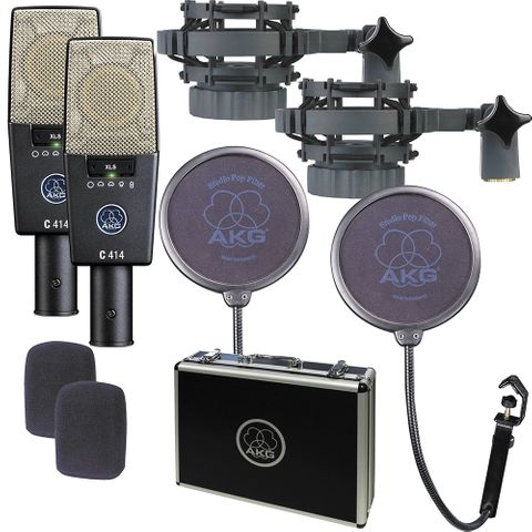 AKG C414XLS-ST Matched Pair Large Diaphragm Microphone Set w/Case