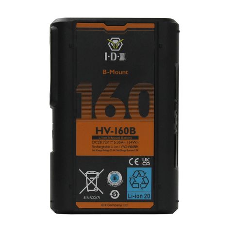 IDX HV-160B 28.8V High-Load Li-Ion B-Mount Battery 2x D-Tap & USB-PD