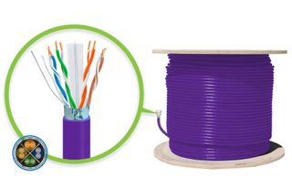 305m reel Cat6A purple Alogic LSZH solid shielded 10Gbe ethernet cable