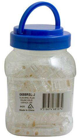 RJ45 Cat5E 8P8C round solid 100pk
