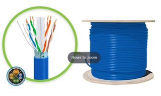 305m reel Cat6A blue Serveredge PVC solid shielded 10Gb ethernet cable