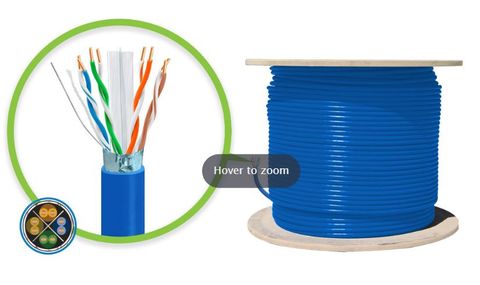 305m reel Cat6A blue Serveredge PVC solid shielded 10Gb ethernet cable