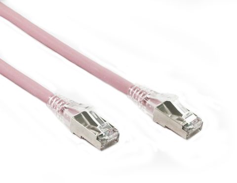 0.5m Cat6A pink Konix LSZH STP ethernet cable