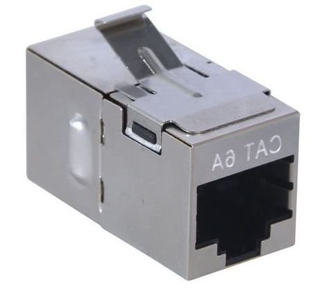 RJ45 Cat6a Shielded Keystone Through Adaptor