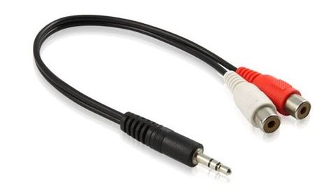 15cm 3.5mm male to 2x RCA female stereo audio lead